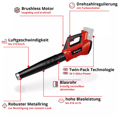 Preview: Einhell PROFESSIONAL Akku-Laubbläser GP-LB 36/210 Li E-Solo, 3433620